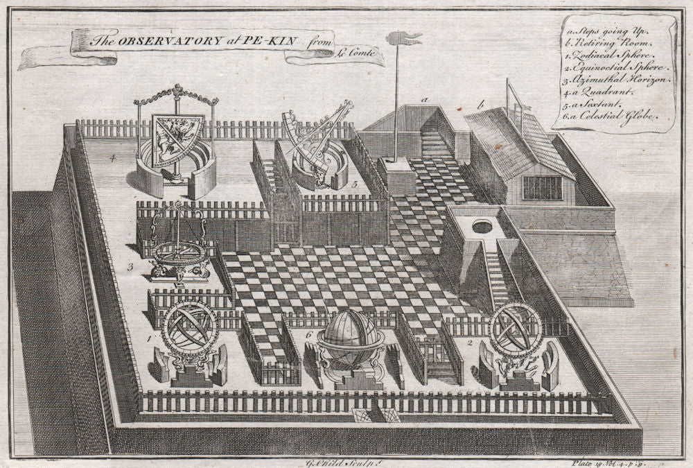 The BEIJING Ancient Observatory at Peking, China. Astronomy. From LE COMTE 1746